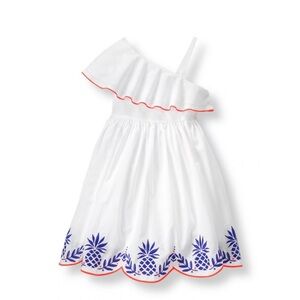 White One-Shoulder Dress with Blue Pineapple Design